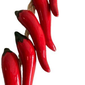Home Decor - string of ceramic red peppers